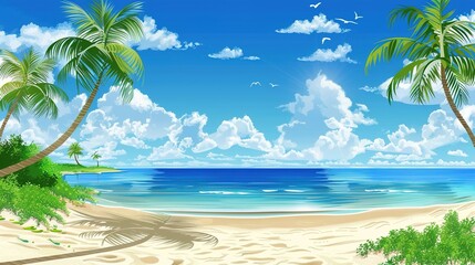 Summer Tropical Island Style Background Material: Exotic Paradise Scapes, Beach Vibes, and Vibrant Island Aesthetics