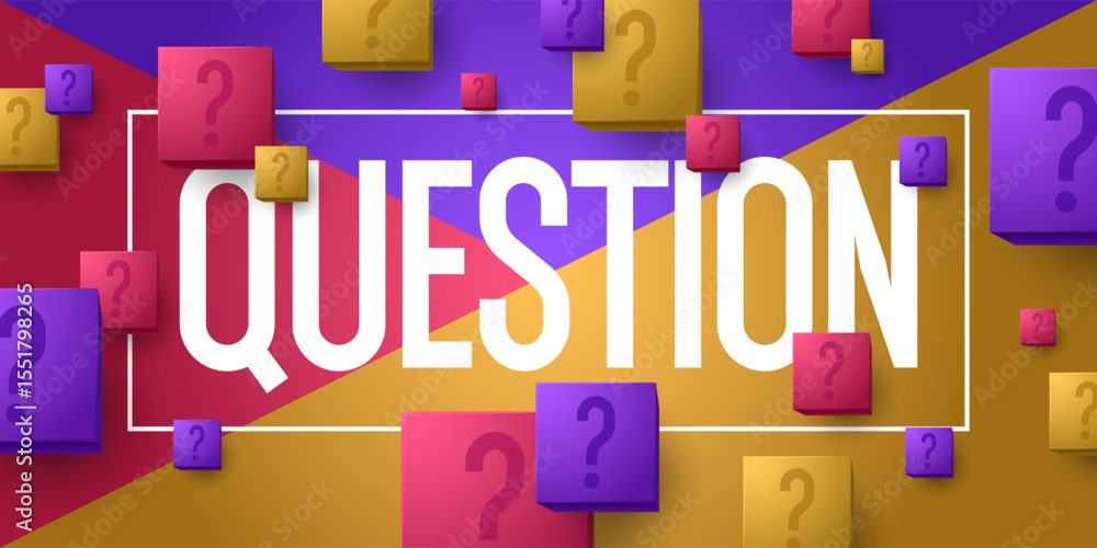 Poster the questioner. a poster with a picture of the question. an illustration for a puzzle or quiz. prese