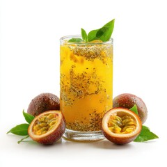 Fototapeta premium Refreshing Mango Passion Fruit Chia Seed Drink