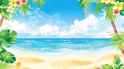 Summer Tropical Island Style Background Material: Exotic Paradise Scapes, Beach Vibes, and Vibrant Island Aesthetics