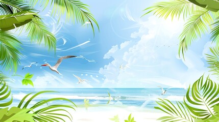 Summer Tropical Island Style Background Material: Exotic Paradise Scapes, Beach Vibes, and Vibrant Island Aesthetics