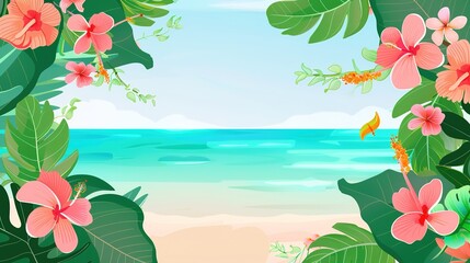 Summer Tropical Island Style Background Material: Exotic Paradise Scapes, Beach Vibes, and Vibrant Island Aesthetics