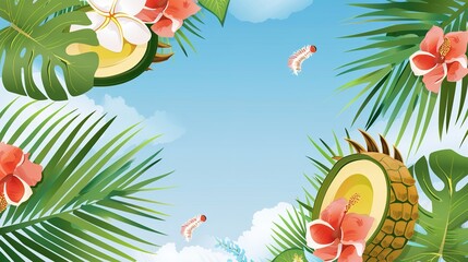 Summer Tropical Island Style Background Material: Exotic Paradise Scapes, Beach Vibes, and Vibrant Island Aesthetics