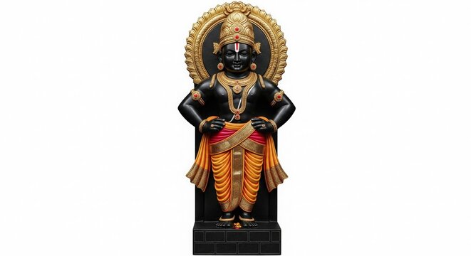 Black Stone Lord Vitthal Murti in Pandharpur Mandir &ndash; Vitthal Rukmini Idol Temple Image | Hindu God Vithoba Photo for Spiritual Use