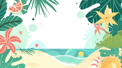 Summer Tropical Island Style Background Material: Exotic Paradise Scapes, Beach Vibes, and Vibrant Island Aesthetics