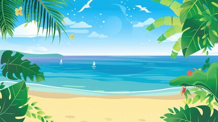 Summer Tropical Island Style Background Material: Exotic Paradise Scapes, Beach Vibes, and Vibrant Island Aesthetics