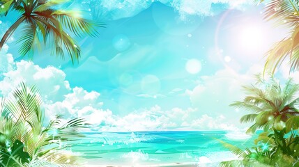 Summer Tropical Island Style Background Material: Exotic Paradise Scapes, Beach Vibes, and Vibrant Island Aesthetics