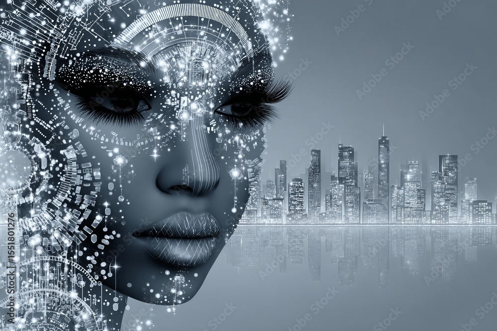 Poster the concept of stock and technological future is depicted in an abstract image as stock