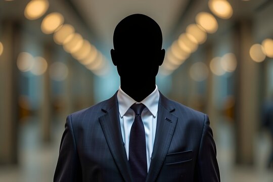 abstract representation of a faceless figure in a sleek suit, blurred background, symbolizing professionalism and modernity