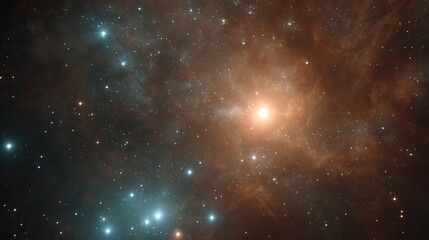 Fototapeta premium Stellar Nursery: Glowing stars ignite backdrop of cosmic dust and interstellar gas