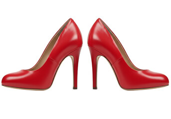 Pair Of Red High Heels Shoes In Fashion Isolated Transparent Background
