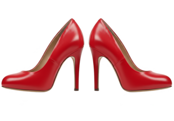 Pair Of Red High Heels Shoes In Fashion Isolated Transparent Background