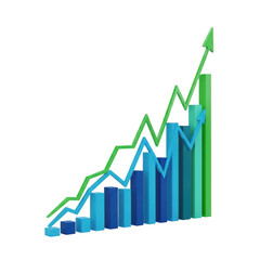 Abstract financial graph displaying upward trend against black backdrop