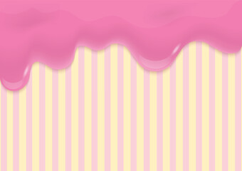 Glazed strawberry cream on striped background