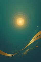 Energiefluss in goldenen Lichtlinien auf Farbverlauf – spiritueller Hintergrund - Dunkeltürkis