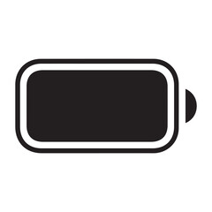 minimalist black battery icon indicating low charge level, tech device symbol