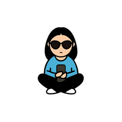 stylish pop girl sitting cross legged