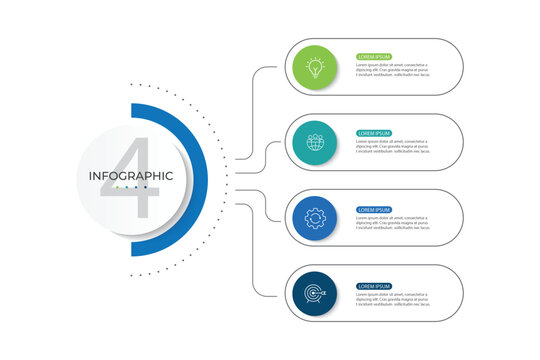 Modern infographic template. Creative circle element design with marketing icons. Business concept with 4 options, steps, sections.

