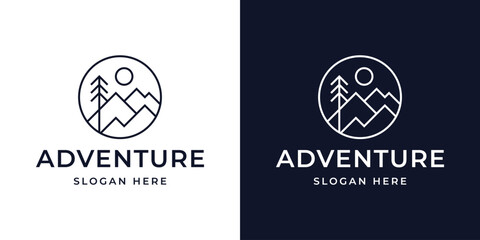 adventure pine mountain logo design