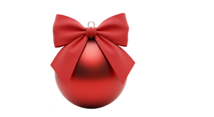 Red Christmas Ornament Bow Shiny Bauble Decoration Transparent Background