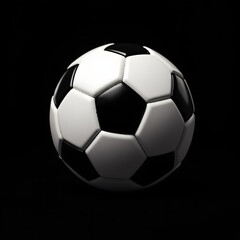 Fototapeta premium Sleek black and white leather soccer ball isolated on a dark background, perfect for intense game-time imagery