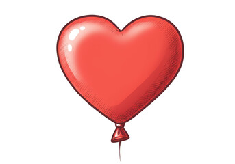 Red Heart Balloon Illustration Symbol of Love on Transparent Background