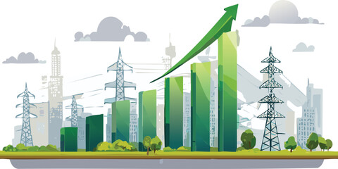 Increase in electricity prices on the world market. Green energy in full development.Investment finance chart,stock market business and exchange financial growth graph © Love AI