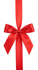 Red Glitter Ribbon Bow Decoration for Gift on Transparent Background