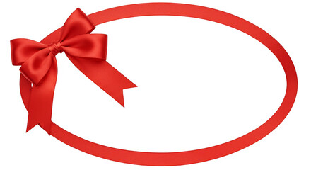 Red Ribbon Bow Oval Frame Border Isolated Transparent Background