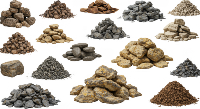 Piles of Rocks Stones Rock Collection Gravel Texture Transparent Background