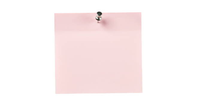 Pink Note Paper Memo with Pushpin Reminder Office Isolated