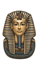 Pixel Art Gold Pharaoh Mask an Egyptian Ancient Tomb Culture