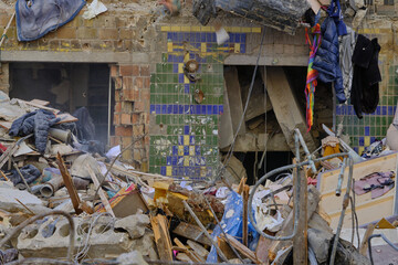 house destroyed by missile attack in Kyiv Ukraine