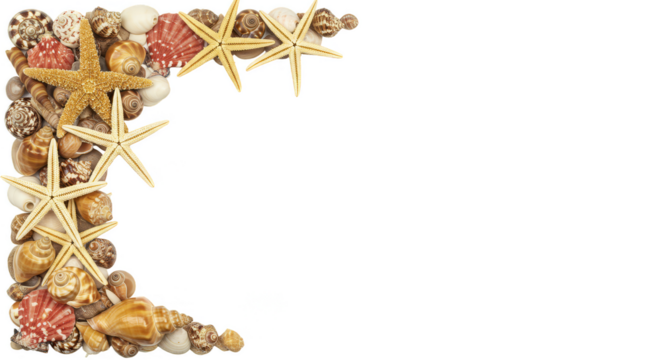 Seashell Starfish Coastal Border Frame Transparent Background Photo