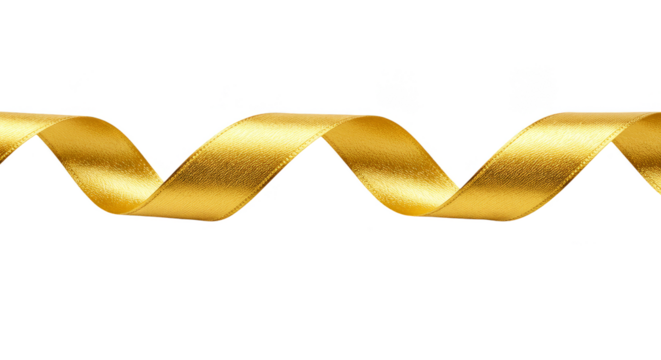 Shiny Gold Ribbon Celebration Decoration Isolated Transparent Background
