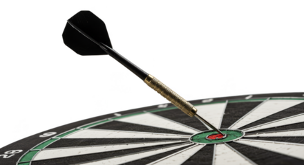 Realistic Dart Hit Bullseye with Precision in Transparent Background