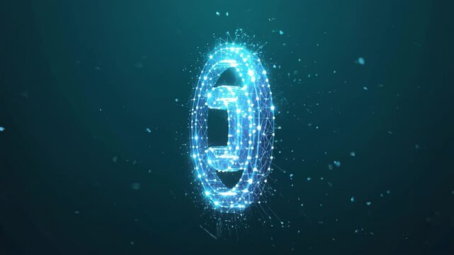 Glowing Digital Copyright Symbol Made from Network Lines &ndash; Intellectual Property and Technology Protection Concept