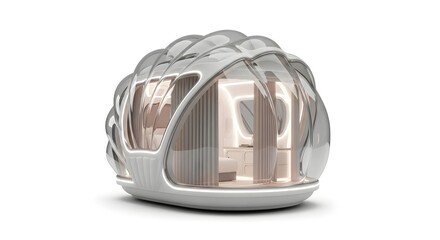 Futuristic Pod Structure White Isolated Modern Architecture