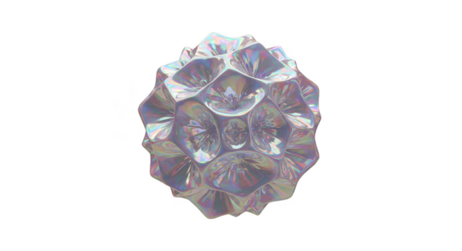 Transparent Background Abstract Shape With Geometric Iridescent Design