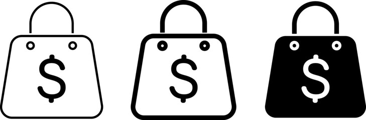 shopping bag with dollar icon set. symbolizes consumer insight. purchasing analysis. spending, and financial exchange. purchasing power financial
