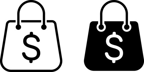 shopping bag with dollar icon set. symbolizes consumer insight. purchasing analysis. spending, and financial exchange. purchasing power financial
