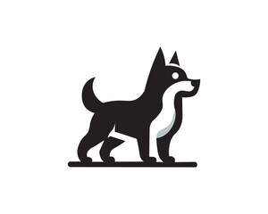 Cute minimalist black and white dog mascot logo design