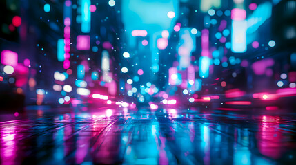 Fototapeta premium Futuristic cyberpunk city blur