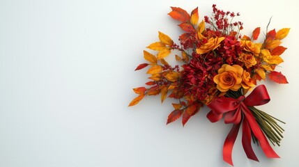 3D render of fall bouquet and ribbon