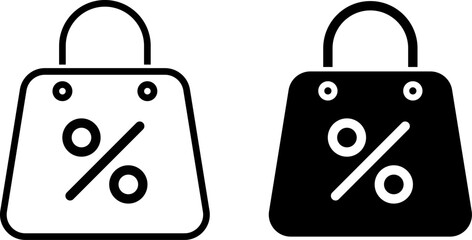 shopping bag with percentage icon set. discount symbol. symbolizing economic discount. consumer pricing. market promotion
