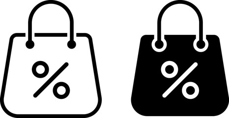 shopping bag with percentage icon set. discount symbol. symbolizing economic discount. consumer pricing. market promotion
