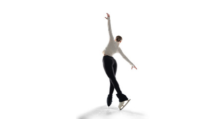 Figure skater woman on white background