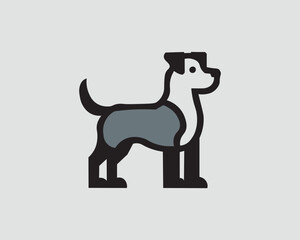 Minimalist black and white dog icon for social profiles