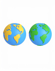 Fototapeta premium Cartoon planet Earth on white background. 3d realistic globe icon. Planet Earth day or Environment day concept.cartography, global, land, map, science, social media, sphere, topography, world map,