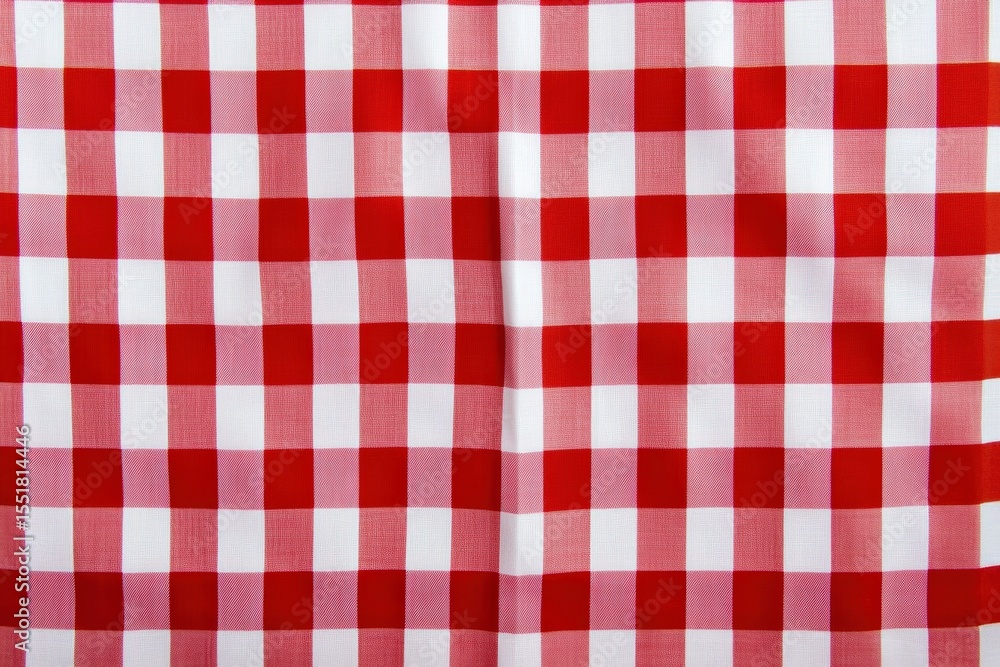 Aufkleber red and white gingham checkered fabric pattern with a woven texture and alternating colored squares.